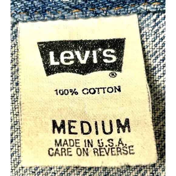 Vintage 90s Levis Blue Denim Trucker Jacket Distressed Men's Size M USA Made - Picture 8 of 15